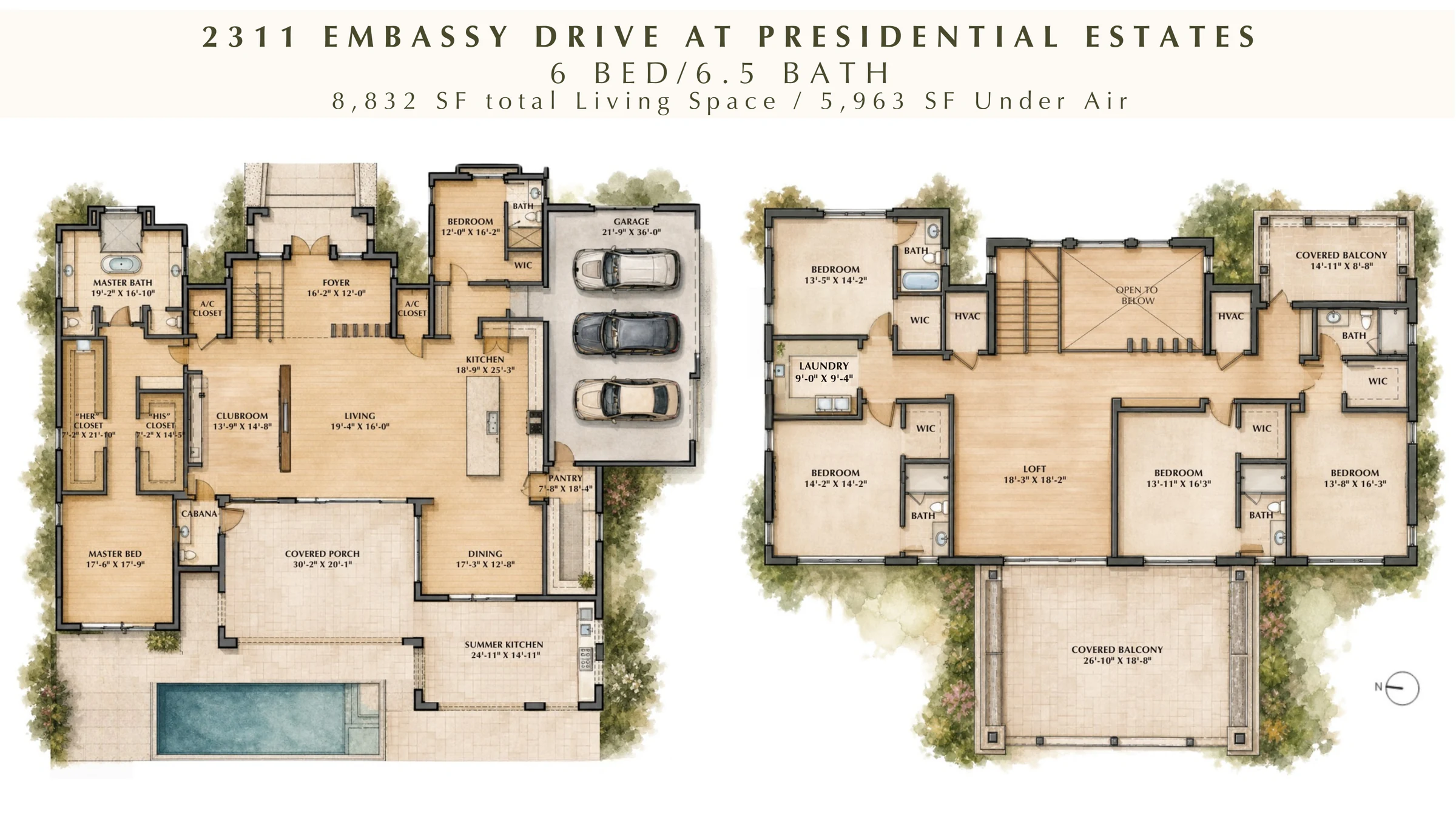 2311 Embassy Drive marketing floor plan — first and second floor
